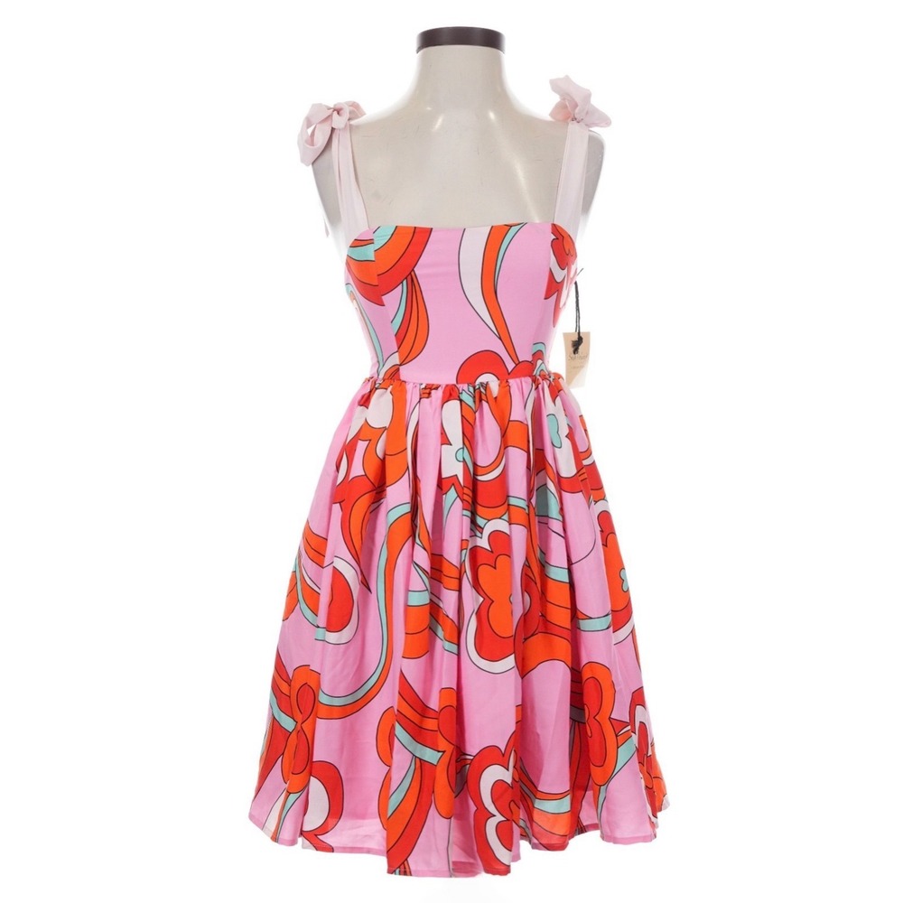 NWT Smak Parlour Floral Psychedelic Pink Babydoll Mini Dress XS/US2 Groovy Cute